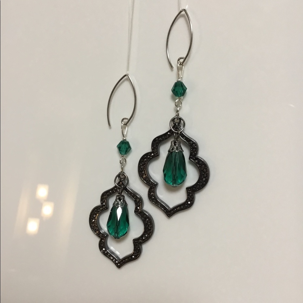 Mystic Emerald Dangle Earrings